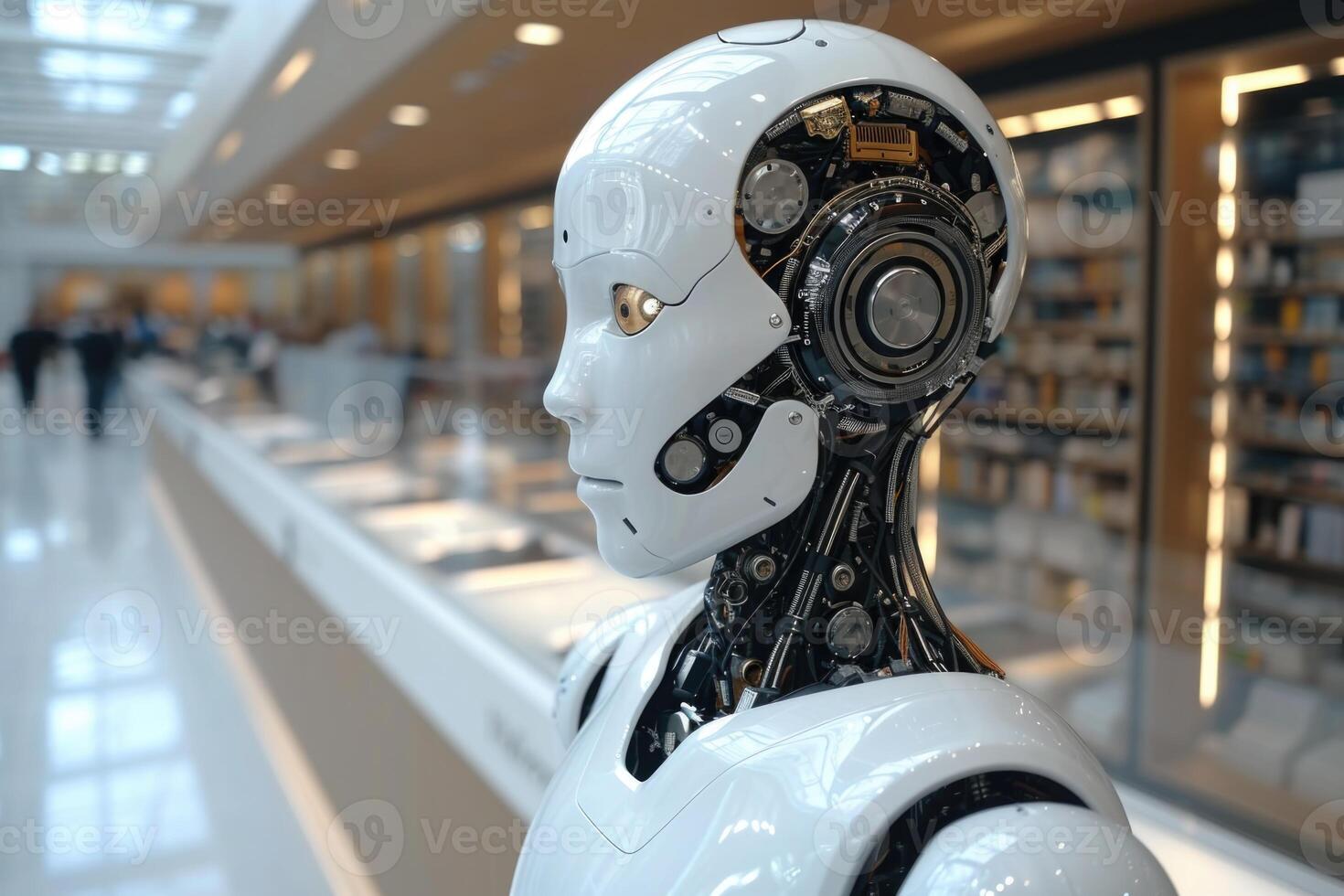 ai généré le futuriste visage de une cyborg. le concept de artificiel intelligence. numérique transformation photo