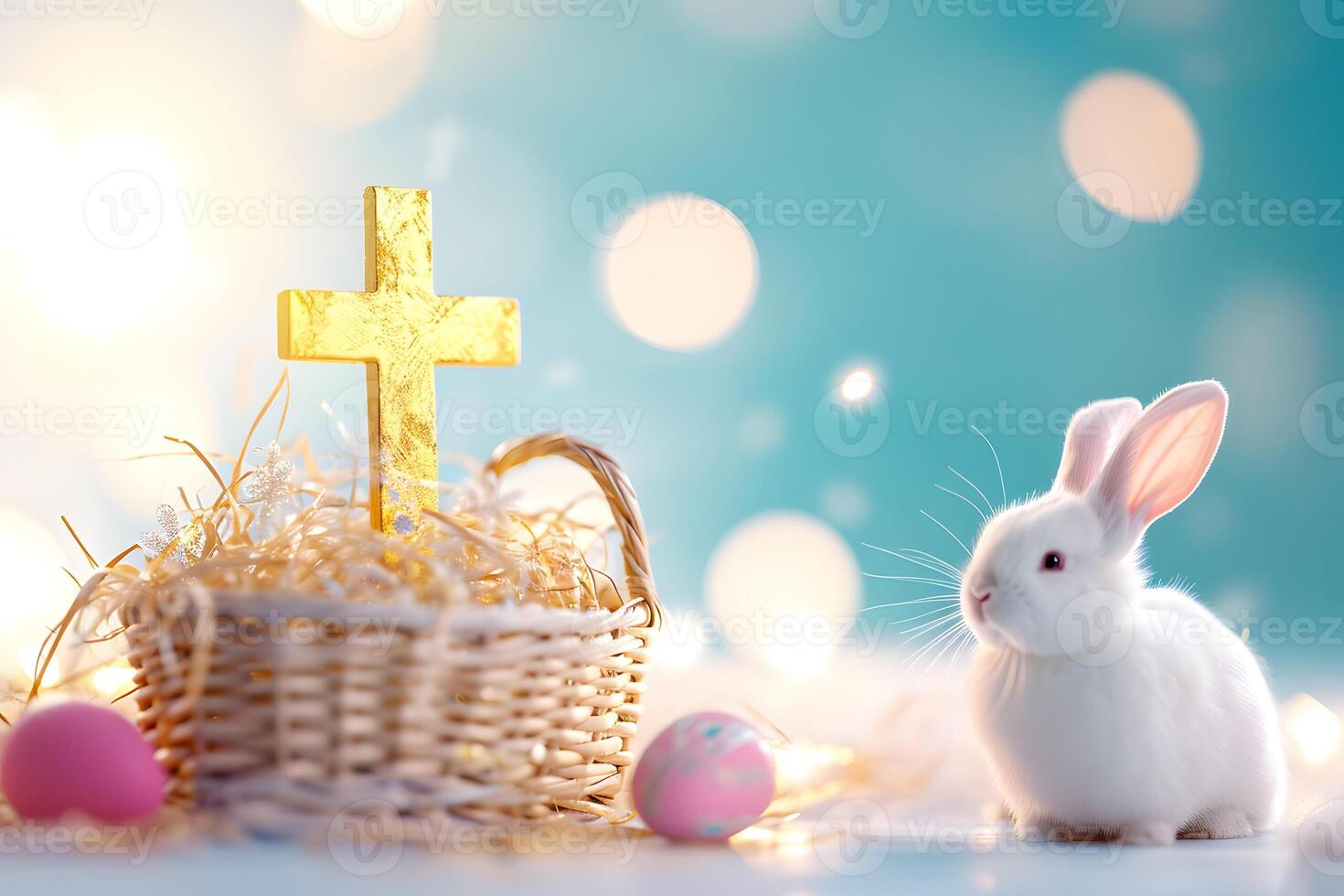 ai généré content Pâques concept avec Jésus Christ traverser et printemps fleur Pâques Contexte photo