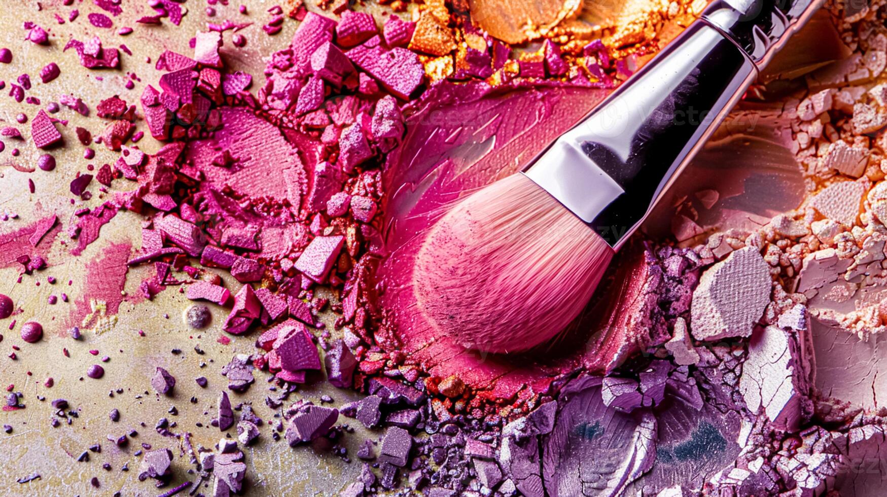 ai généré beauté produit et produits de beauté texture, maquillage miroiter briller, rougir le fard à paupières poudre comme abstrait luxe cosmétique Contexte photo