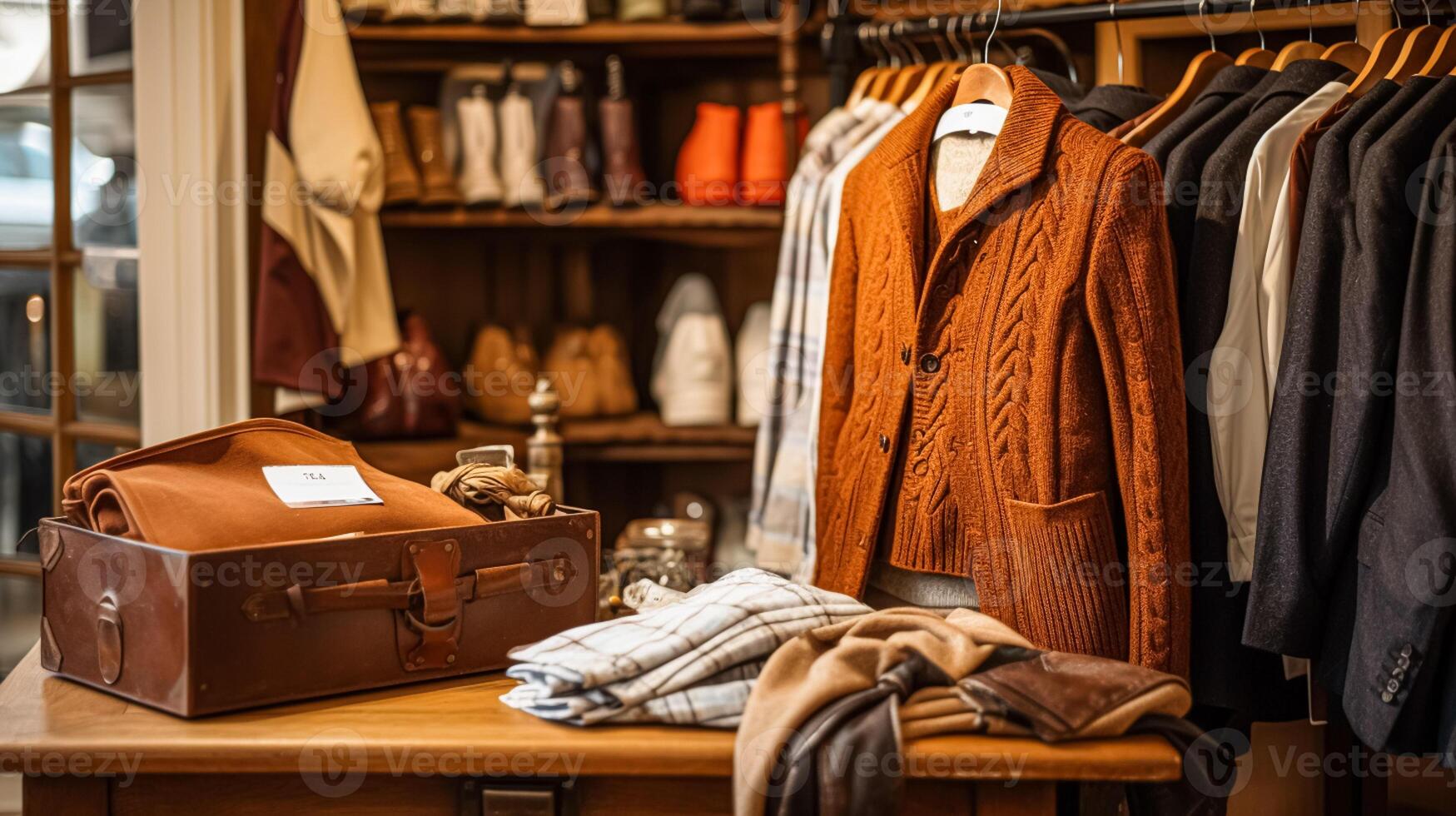 ai généré vêtements pour hommes boutique dans Anglais campagne style, l'automne hiver Vêtements collection photo