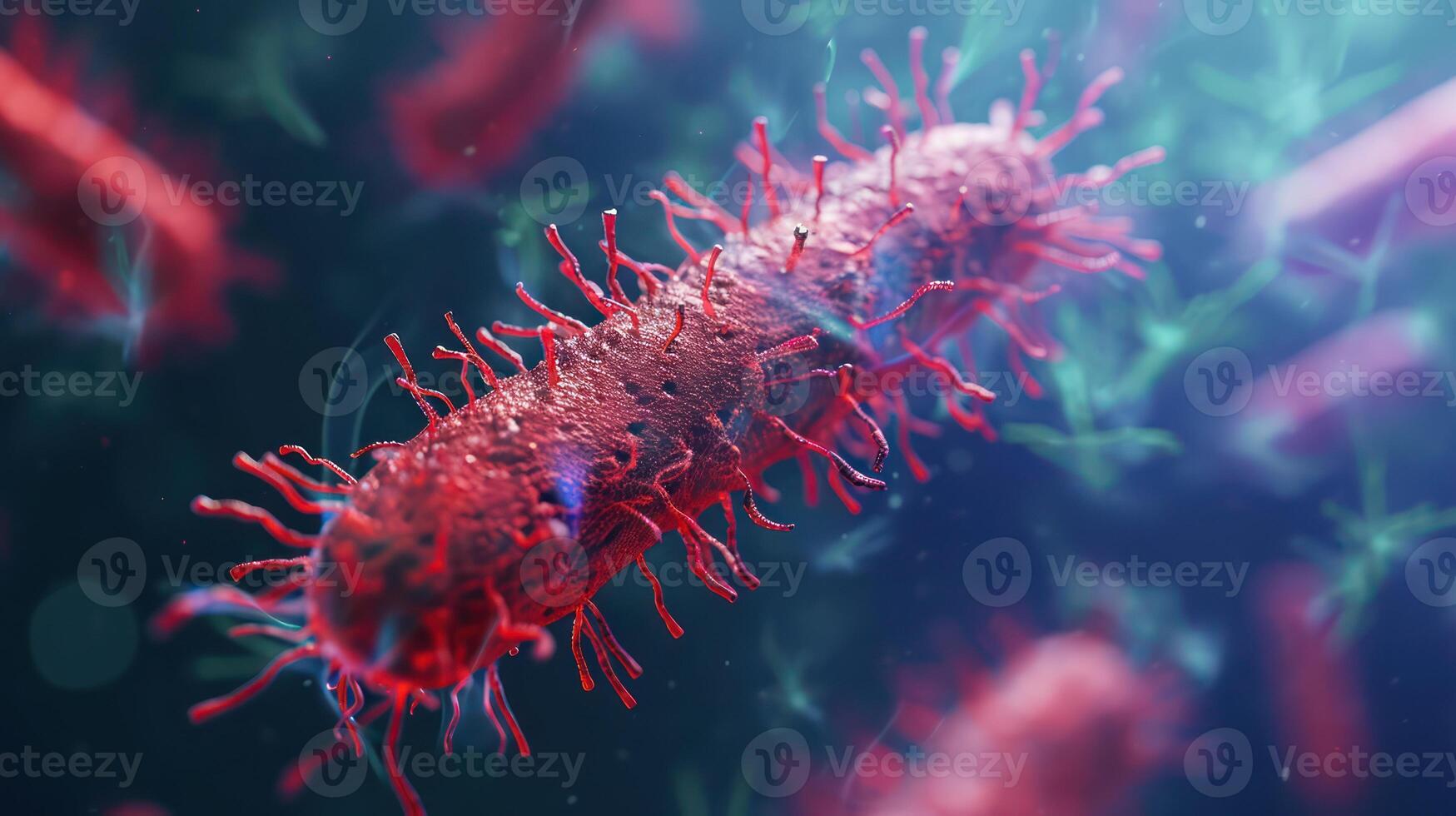 ai généré 3d rendu illustration de une les bactéries photo