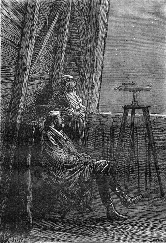 le colonel et astronome, ancien gravure. photo