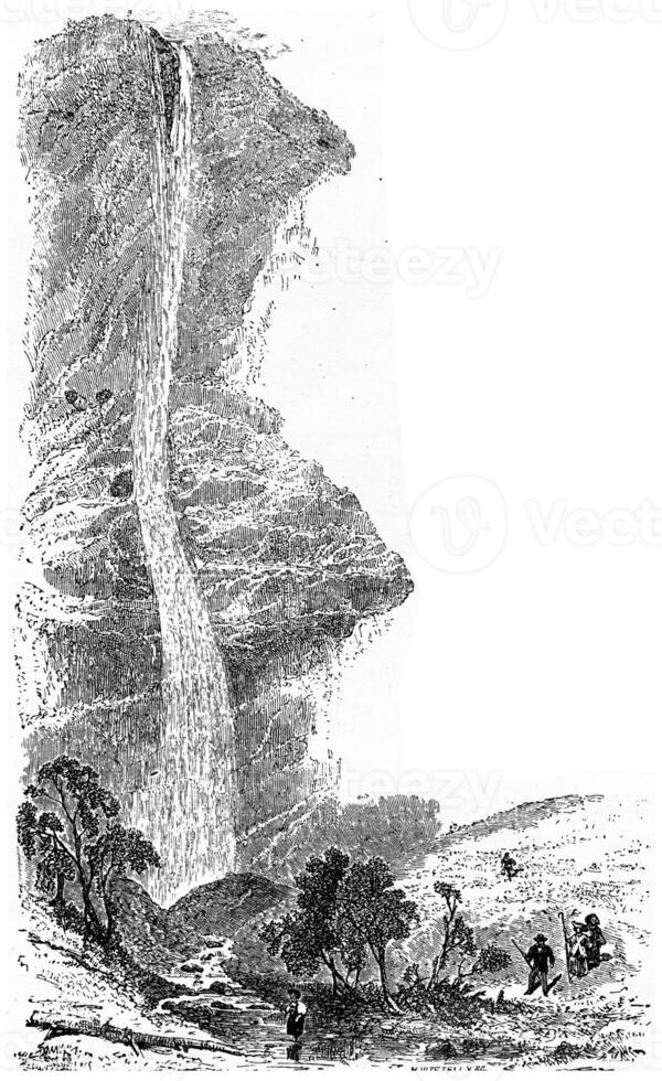 Staubbach chutes, ancien gravure. photo