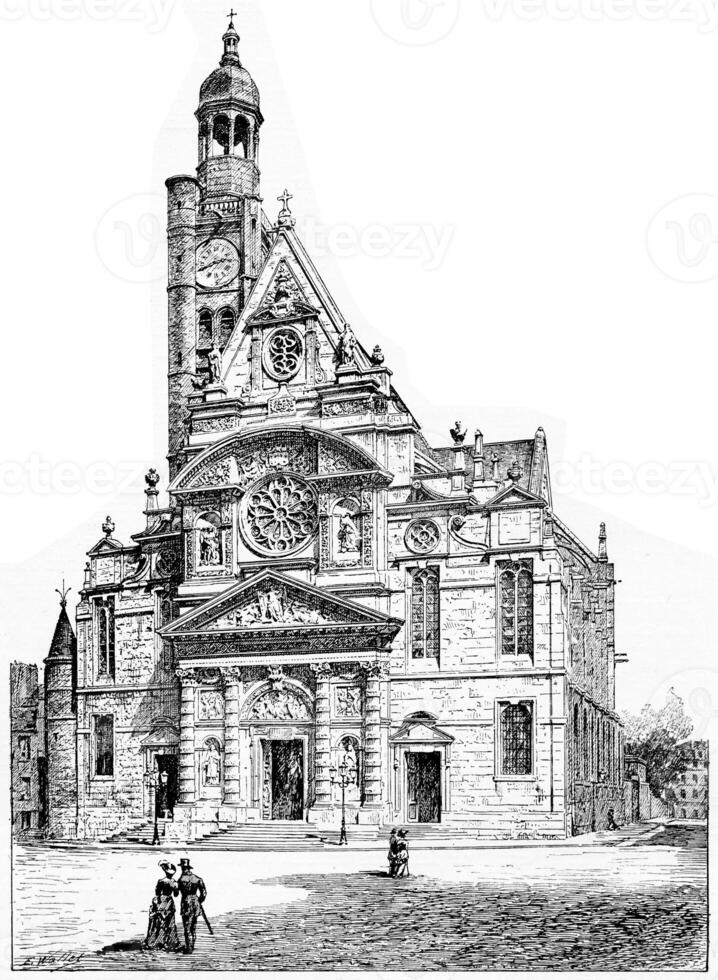 église de st. Étienne du mont, ancien gravure. photo