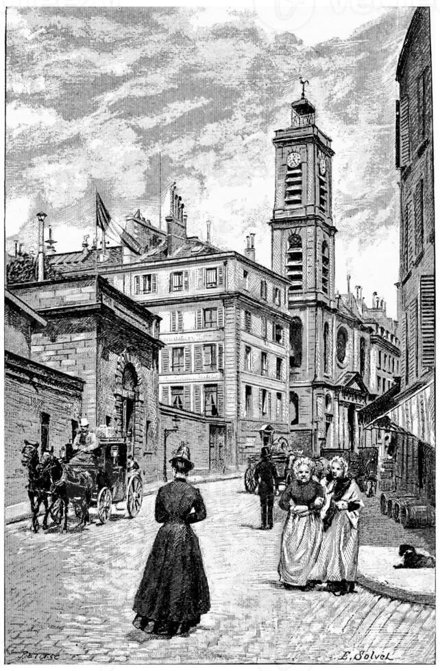 le institution de le sourd et stupide et saint-jacques du haut-pas, ancien gravure. photo