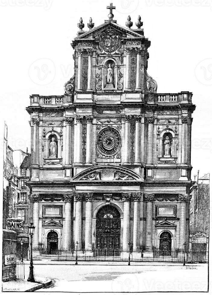 église de st. Louis-Saint-Paul, ancien gravure. photo