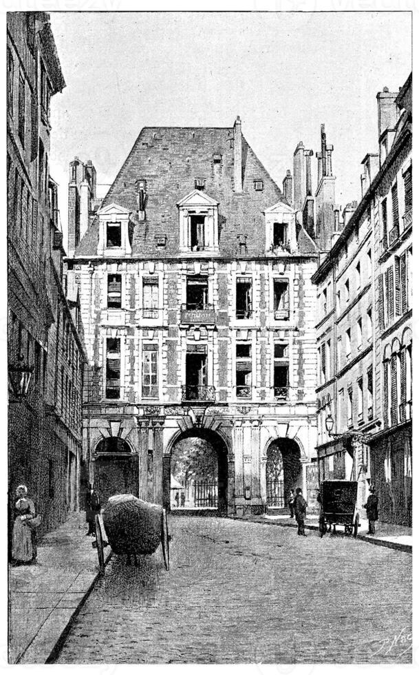 birague rue de premier plan à le endroit des vosgiennes, ancien gravure. photo