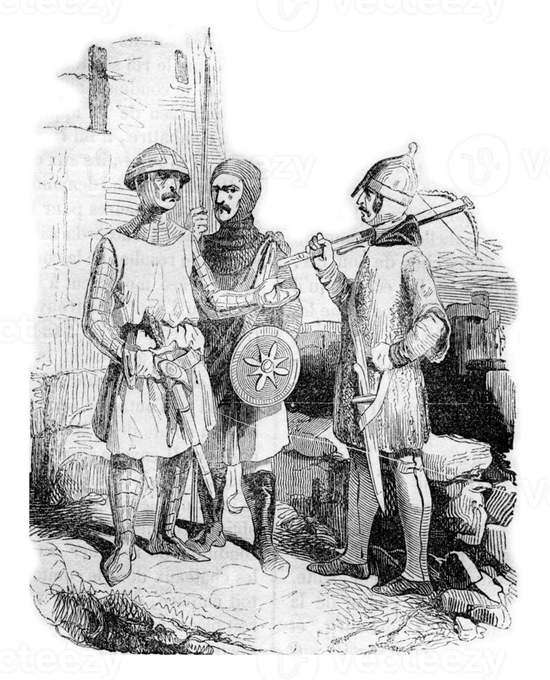 costumes de le temps de Henri iii, ancien gravure. photo