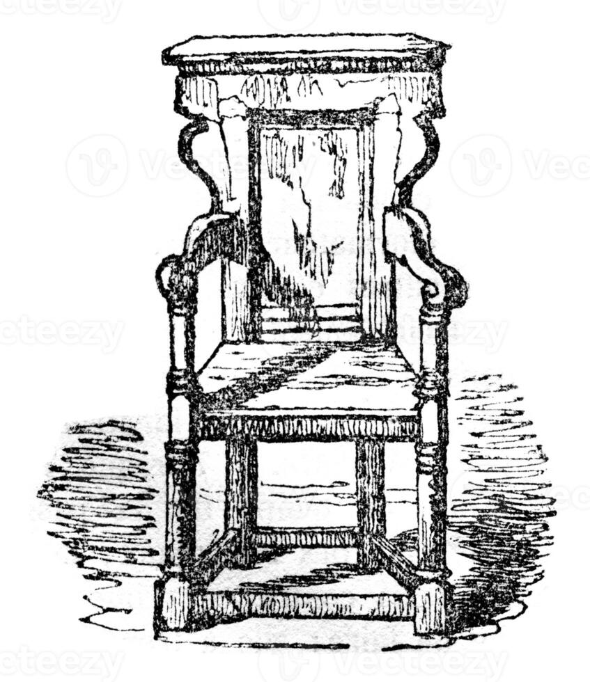 Wycliffe décédés chaise ou conservé dans le cathédrale de lutterworth, ancien gravure. photo