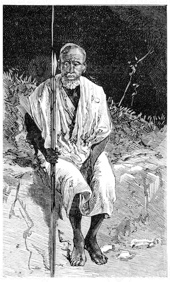 une somali guerrier, ancien gravure. photo