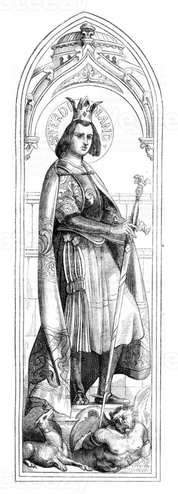 Saint ferdinand de Castille et Saint Adélaïde de Hongrie, ancien gravure photo