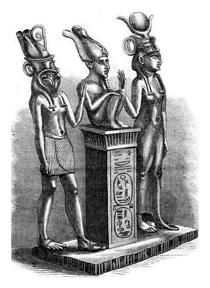 persienne musée, Isis, osiris et horus, ancien gravure. photo