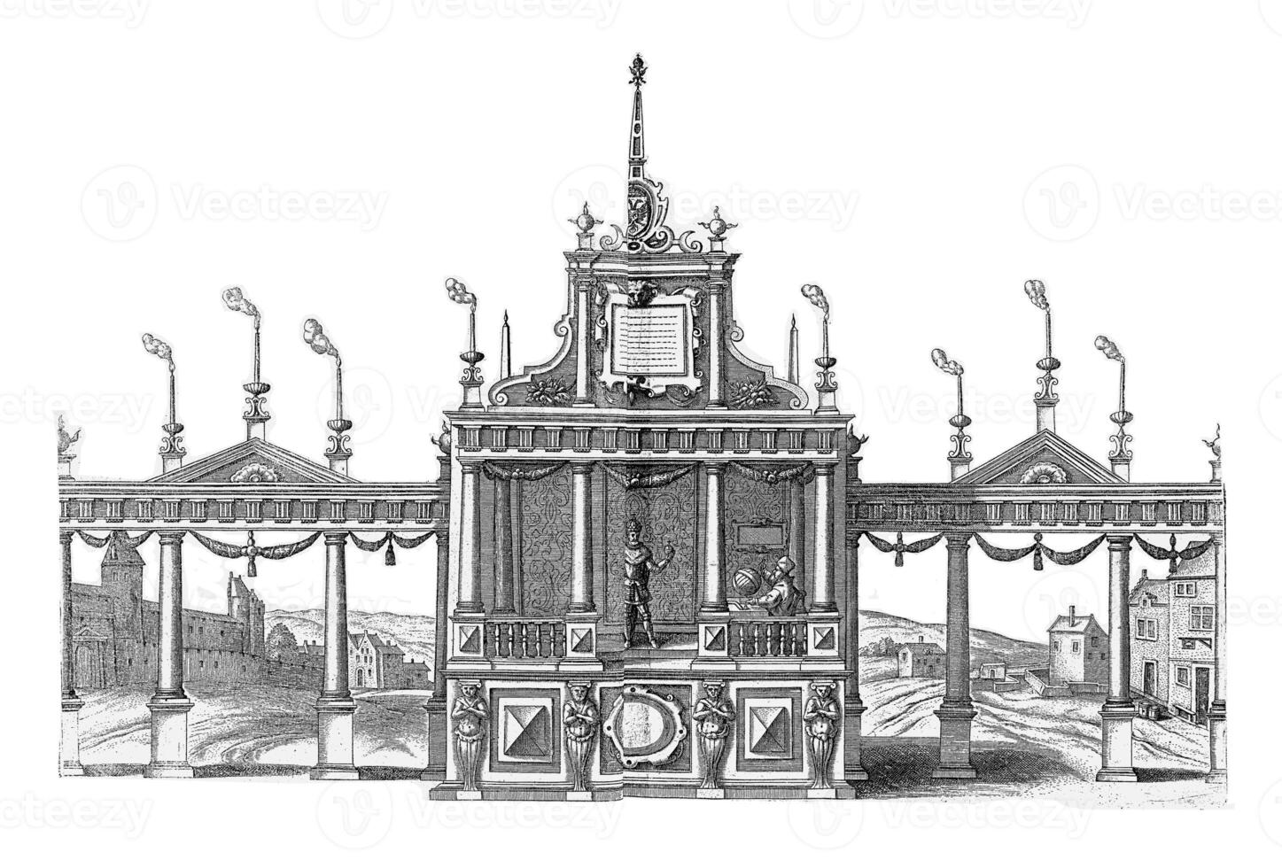 théâtre avec Rudolf je, 1594, ancien illustration. photo