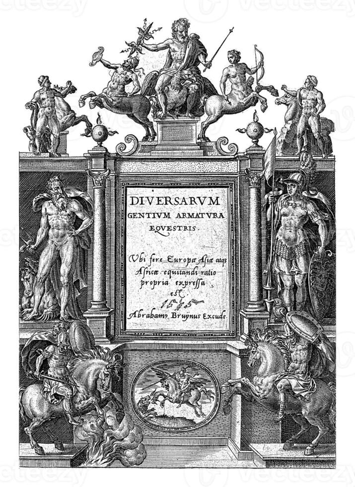 Titre page pour omnium pénis européennes, Asie, aphricae, Amérique gentium habitus, ancien illustration. photo