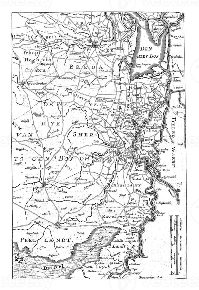 carte de le zone autour tanière bosch, ancien illustration. photo