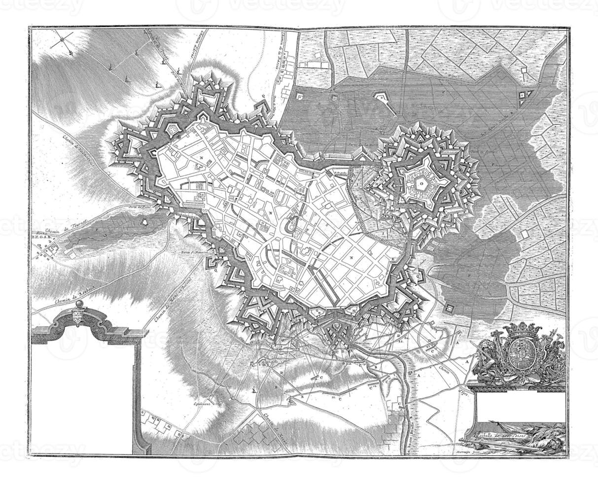 carte de le fortifications de lille et le citadelle, ancien illustration. photo