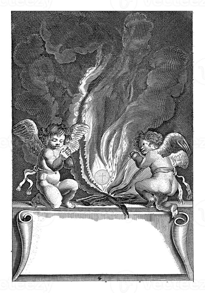 le hôte dans le feu, sur tous les deux côtés anges photo