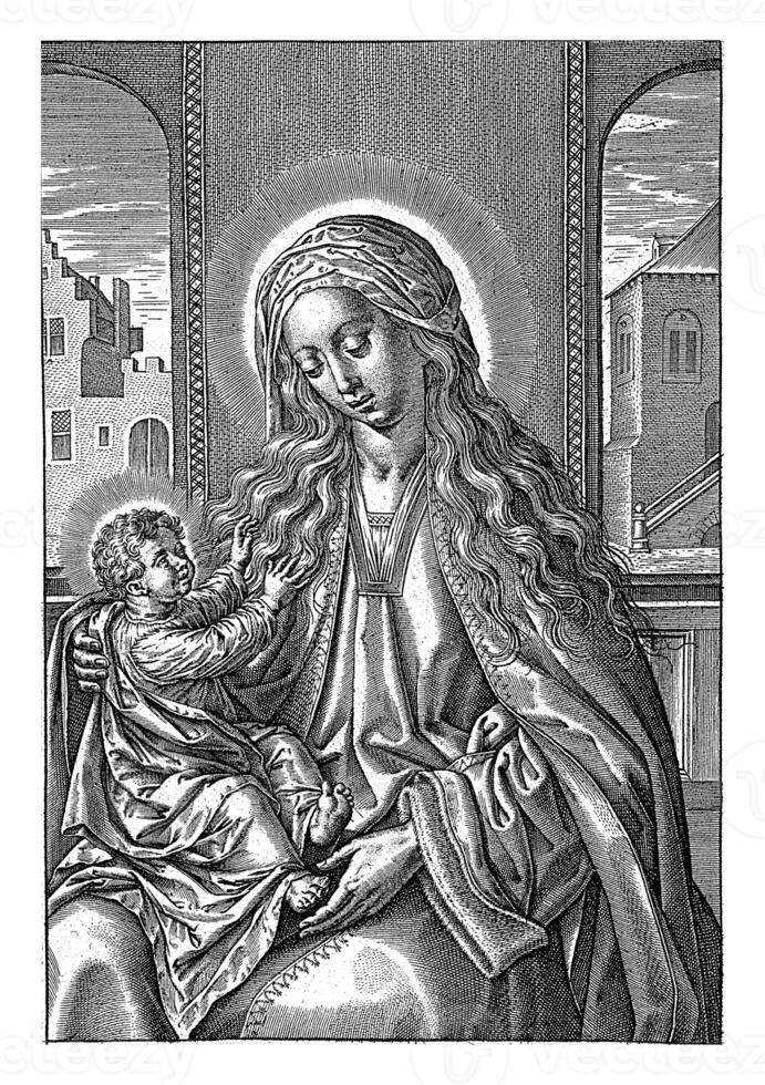Marie avec le Christ enfant sur sa genoux, hiéronyme Wierix photo