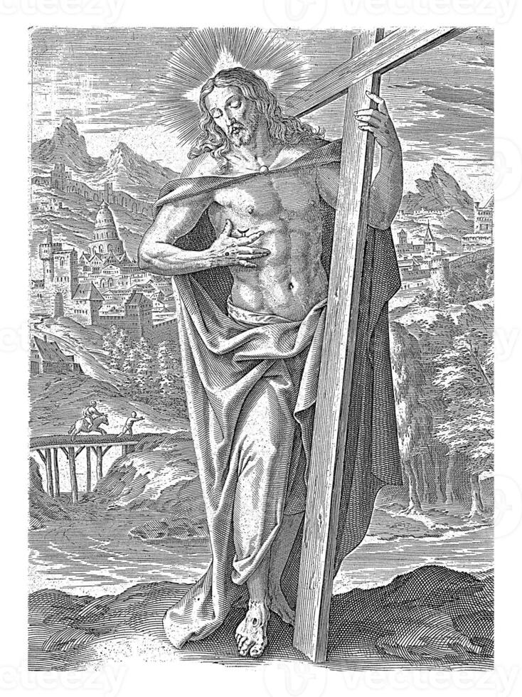 paysage avec Christ, Antoine Wierix ii, après maerten de vos, 1601 - 1652 photo