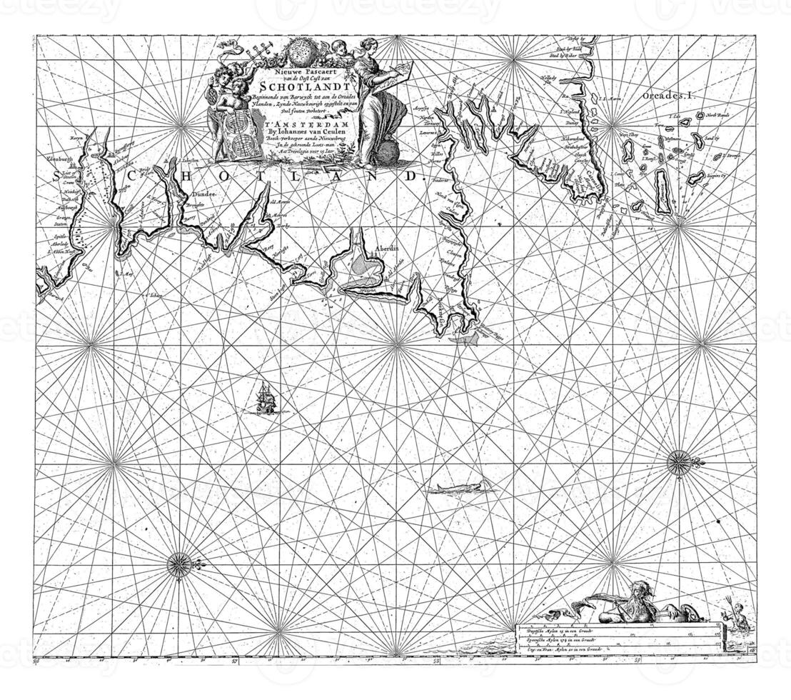 passeport carte de partie de le au nord-est côte de Écosse et le orkney îles, Jan Luyken photo