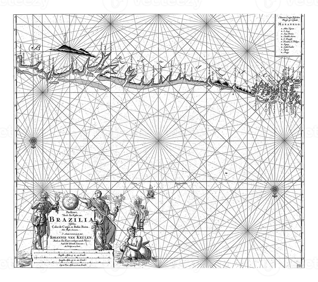 passeport carte de le au nord-est côte de Brésil, Jan Luyken photo