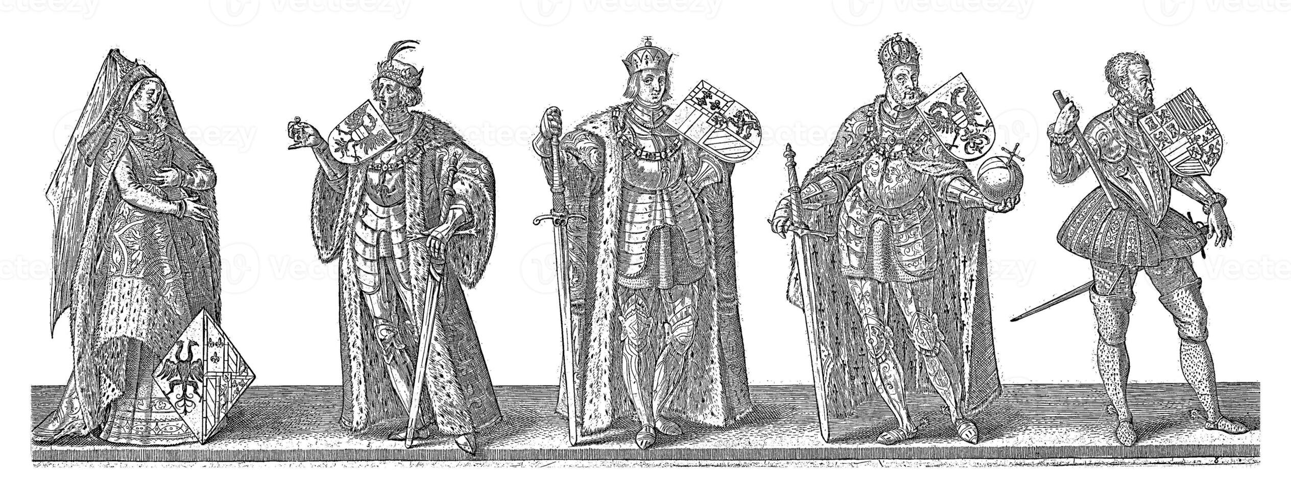 comtesse maria xxxii et compte Maximilien xxxiii, Philippe xxxiv, Karel xxxv et Philippe xxxvi photo