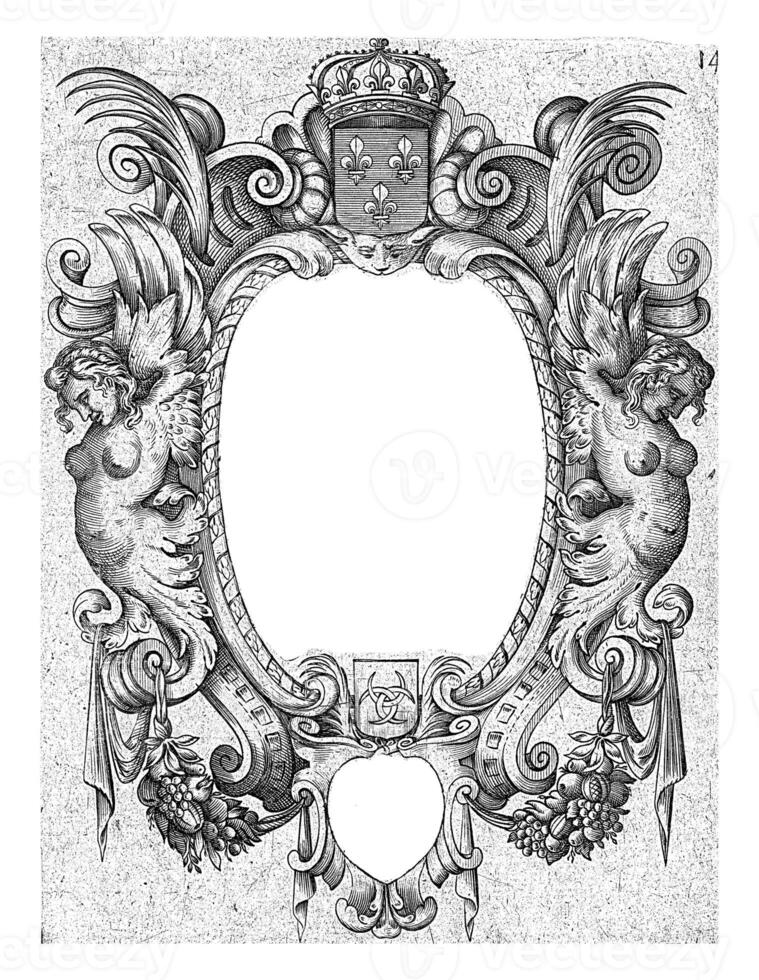 cartouche flanqué par deux femelle plus haut corps photo