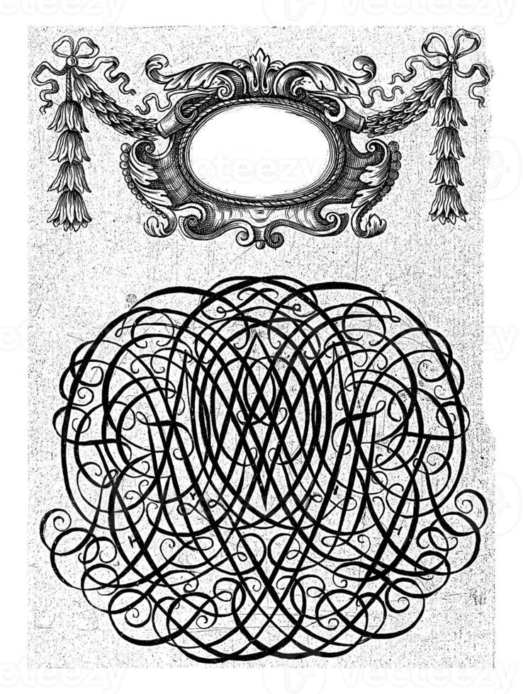 cartouche au dessus une monogramme, daniel de lafeuille, c. 1690 - c. 1691 photo