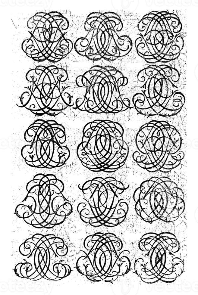 quinze lettre monogrammes ghi-ghz, daniel de lafeuille, c. 1690 - c. 1691 photo