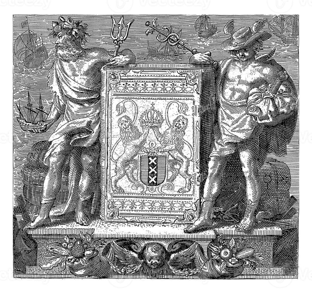 marque déposée avec Mercure et Neptune et le manteau de bras de Amsterdam photo