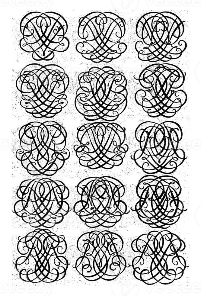 quinze lettre monogrammes pqv-rsx, daniel de lafeuille, c. 1690 - c. 1691 photo