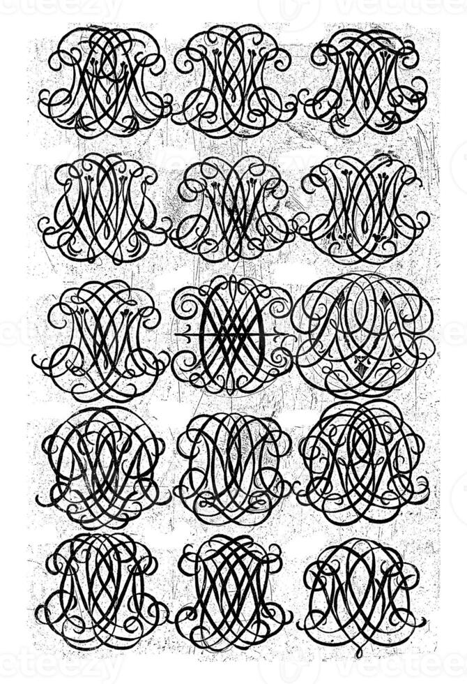 quinze lettre monogrammes mnr-nov, daniel de lafeuille, c. 1690 - c. 1691 photo