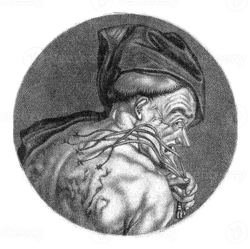 une moine fouets lui-même, Jacob gole, après cornélis dusart, 1693 - 1700 photo
