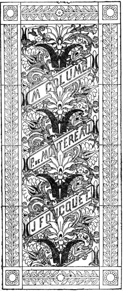 détail de une panneau, ancien gravure. photo