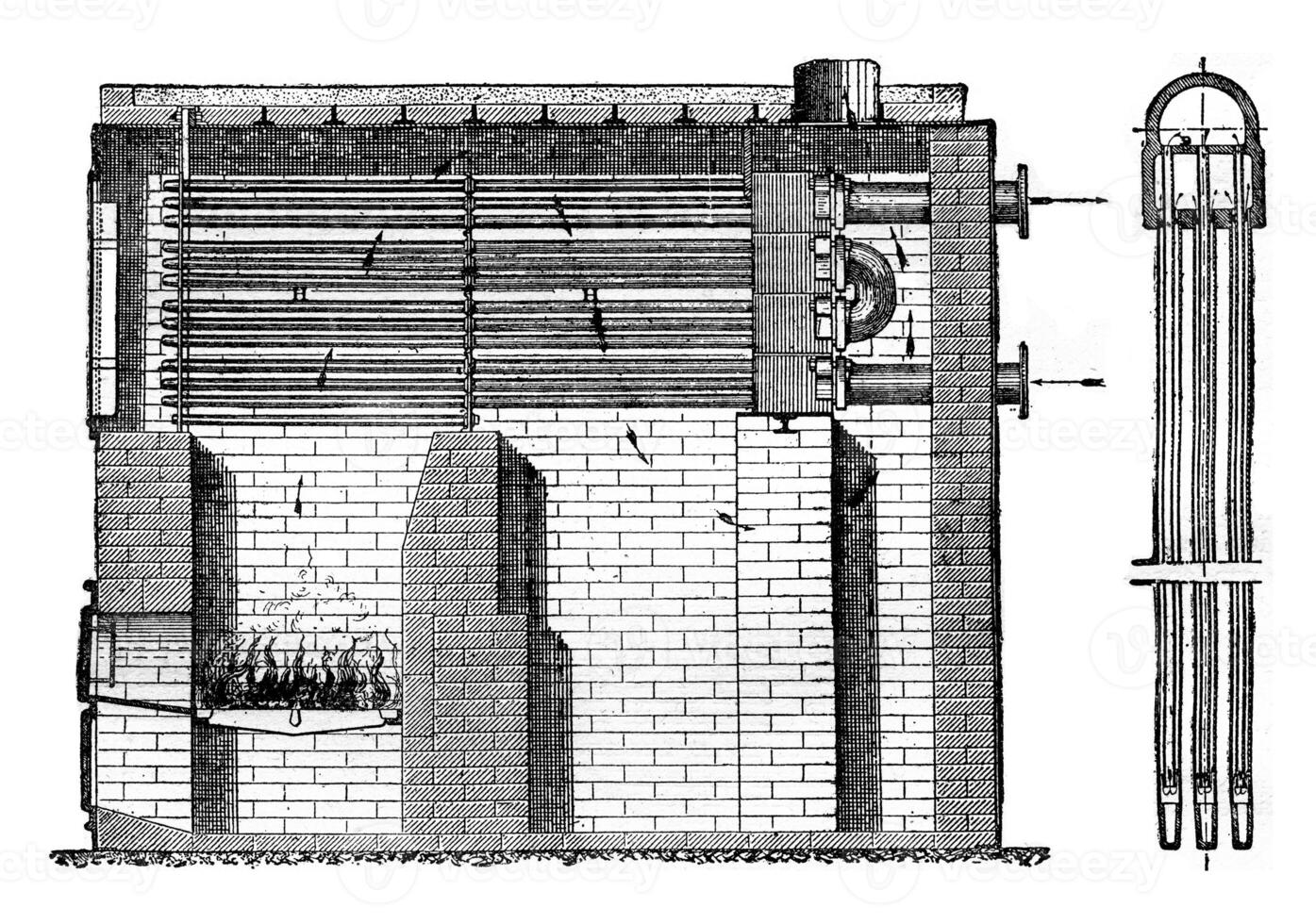 surchauffeur euh, ancien gravure. photo