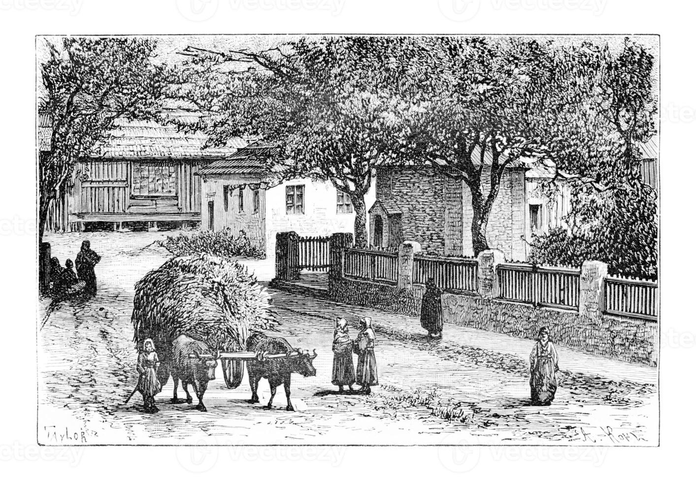 une rue dans Zougdidi, ancien gravure photo