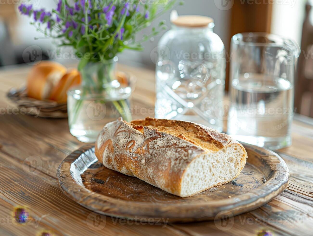 ai généré bien Vendredi vite pain et l'eau sur Charpente, simpliste repas photo