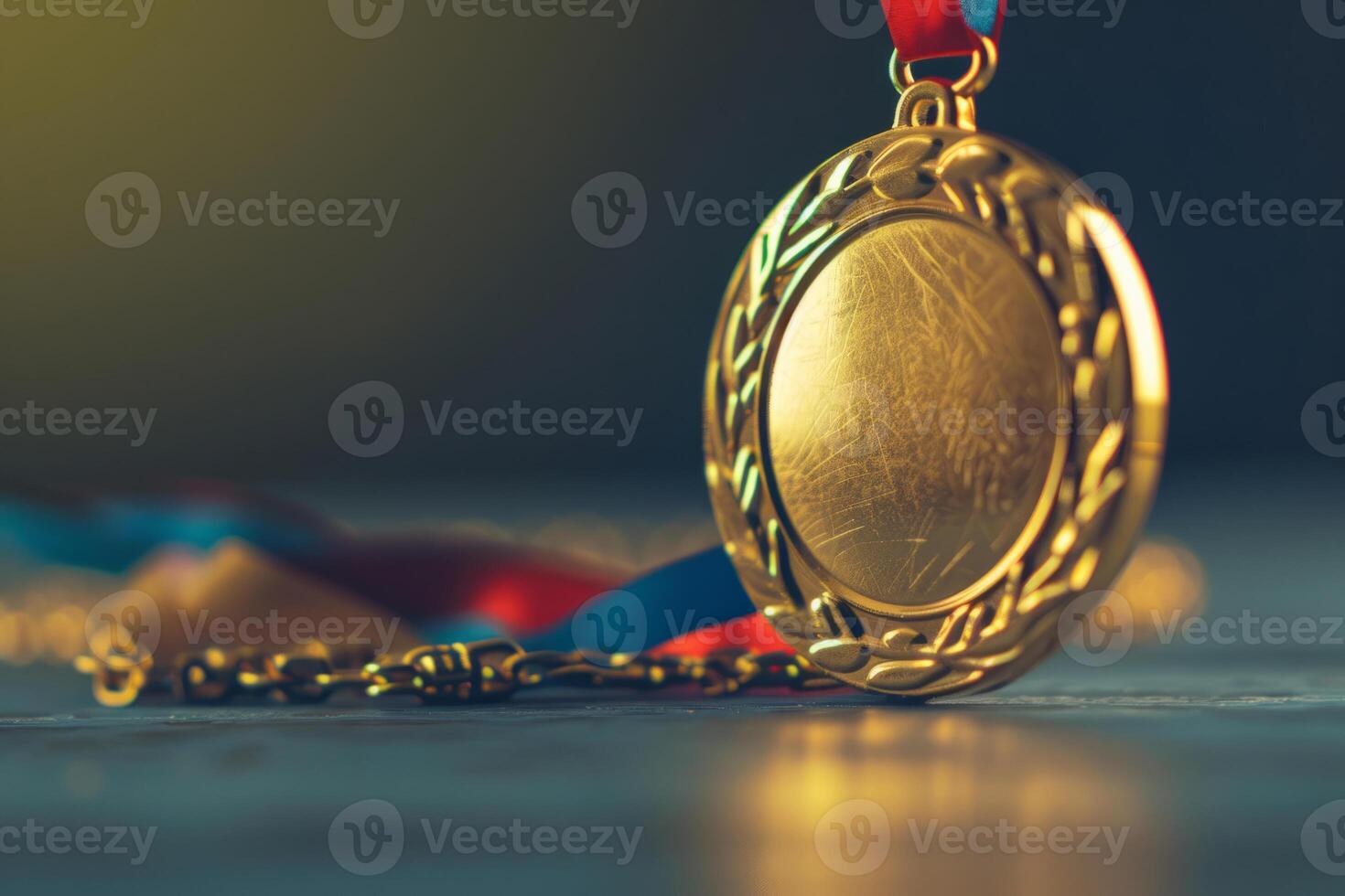 ai généré Vide d'or médaille. trophée décerner. symbole de triomphe et direction. génératif ai photo