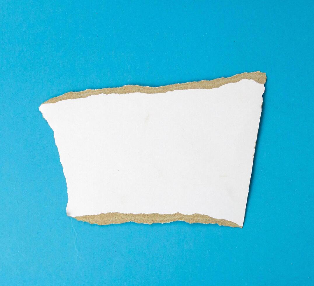 une blanc pièce de papier déchiré isolé sur blanc Contexte photo