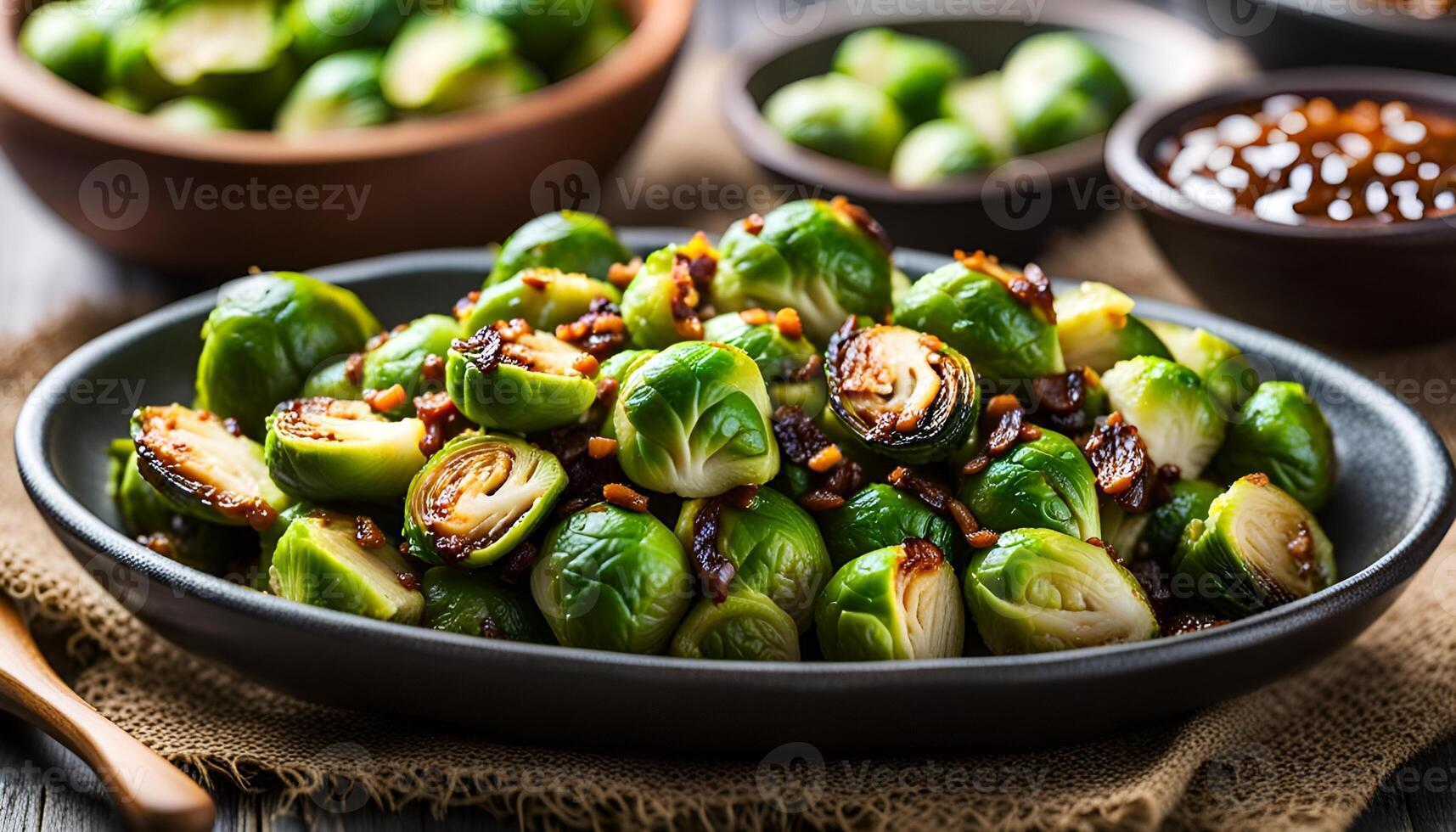 ai généré style teriyaki Bruxelles choux photo