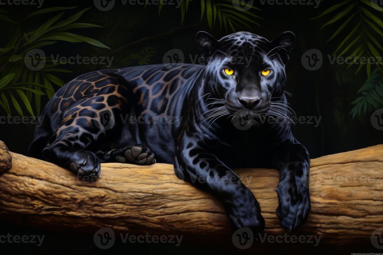 ai généré fermer portrait de une noir jaguar à la recherche directement à le téléspectateur, génératif ai photo