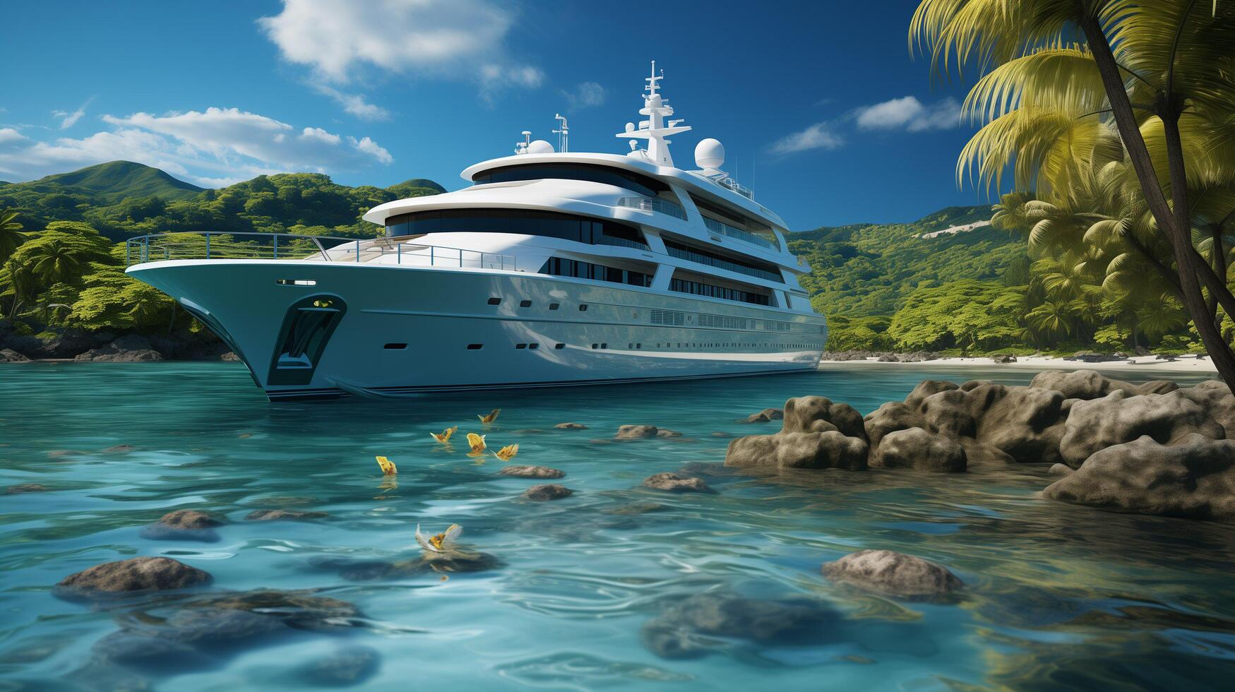 ai généré une luxe navire sur le Caraïbes côte photo