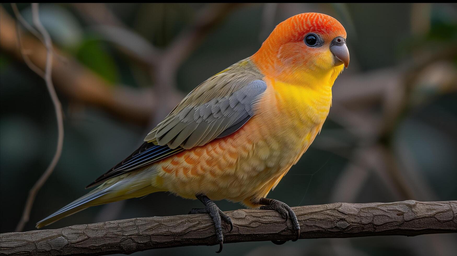 ai généré coloré oiseau perché sur arbre branche photo