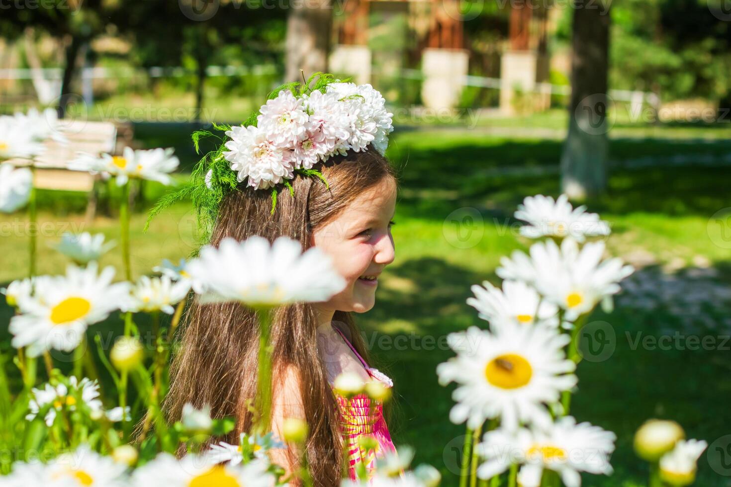 jolie peu fille dans le nature, fille dans été photo