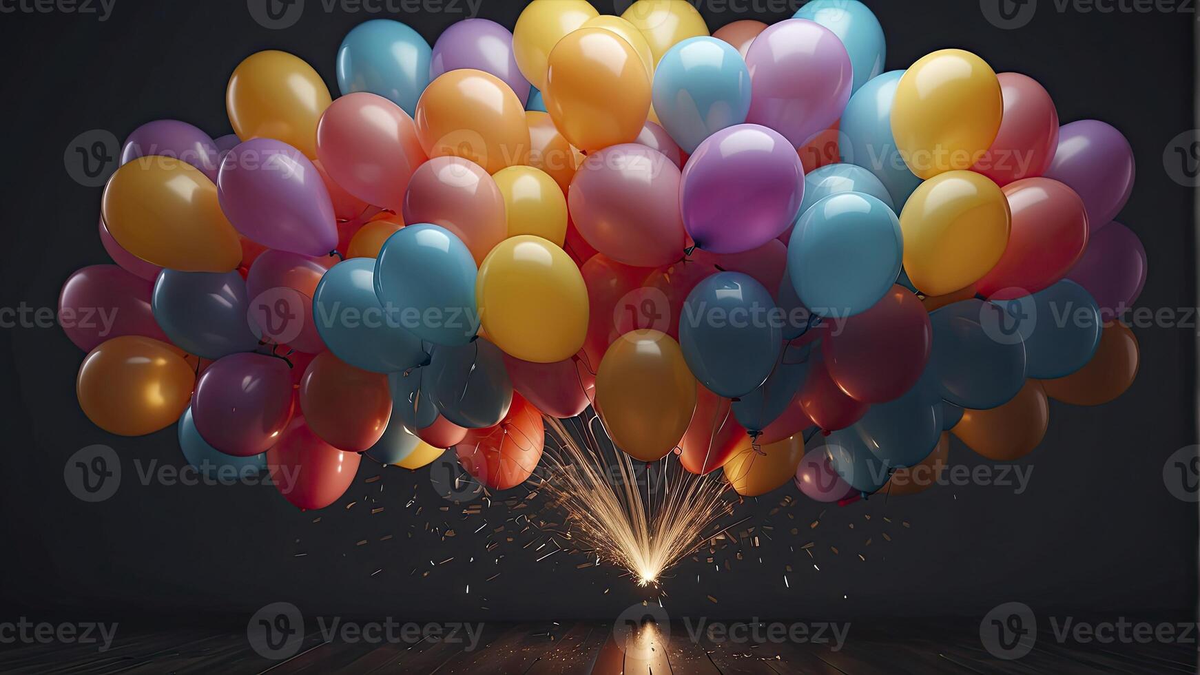 ai généré coloré des ballons dans le air, coloré des ballons arrière-plan, coloré ballon fond d'écran, content Contexte photo