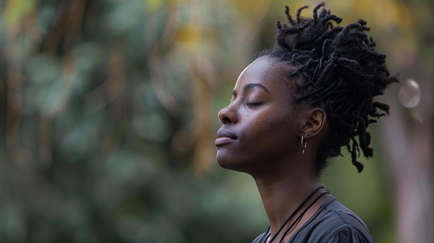 ai généré une la personne prise une moment à entraine toi Profond respiration des exercices photo