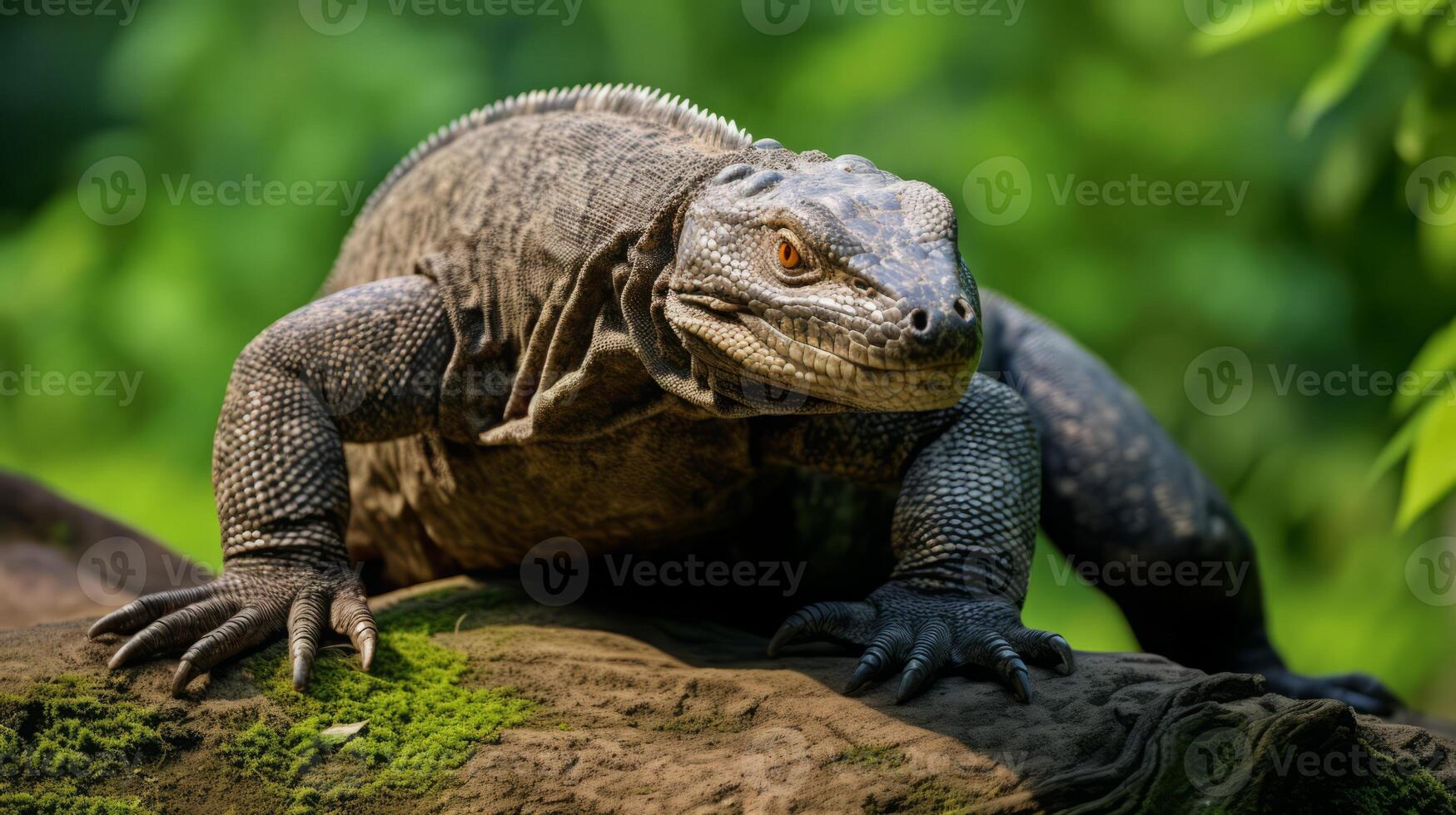 ai généré Komodo dragon dans Naturel habitat photo