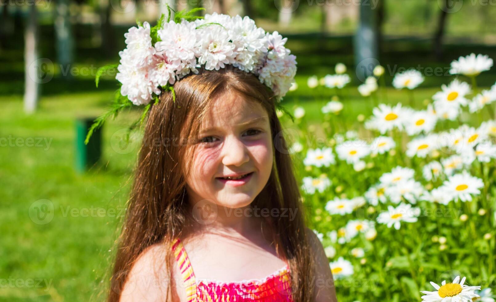 jolie peu fille dans le nature, fille dans été photo