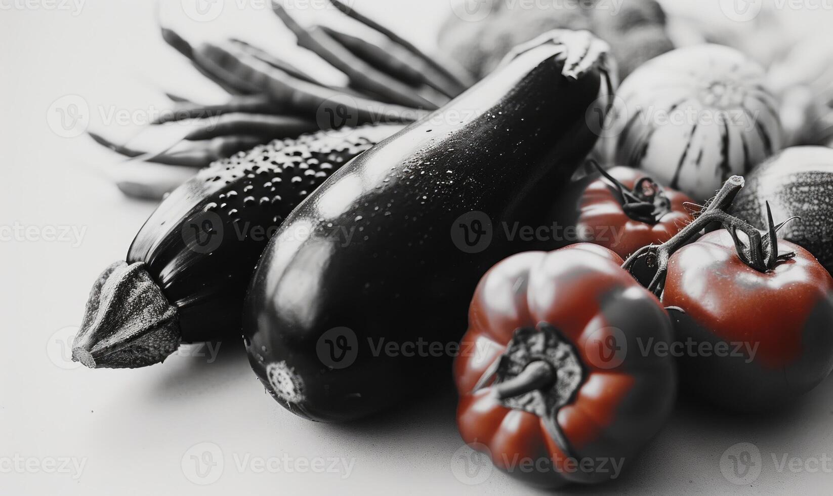 ai généré noir et blanc image de Frais des légumes. noir et blanc photo. photo