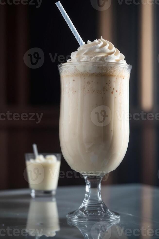 ai généré une Milk-shake avec fouetté crème et une paille photo